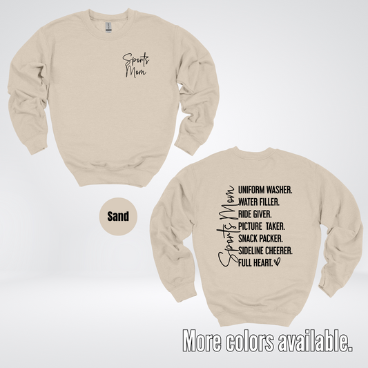 Sports Mom Uniform Washer Sideline Cheerer - Black Design - Crewneck Sweatshirt