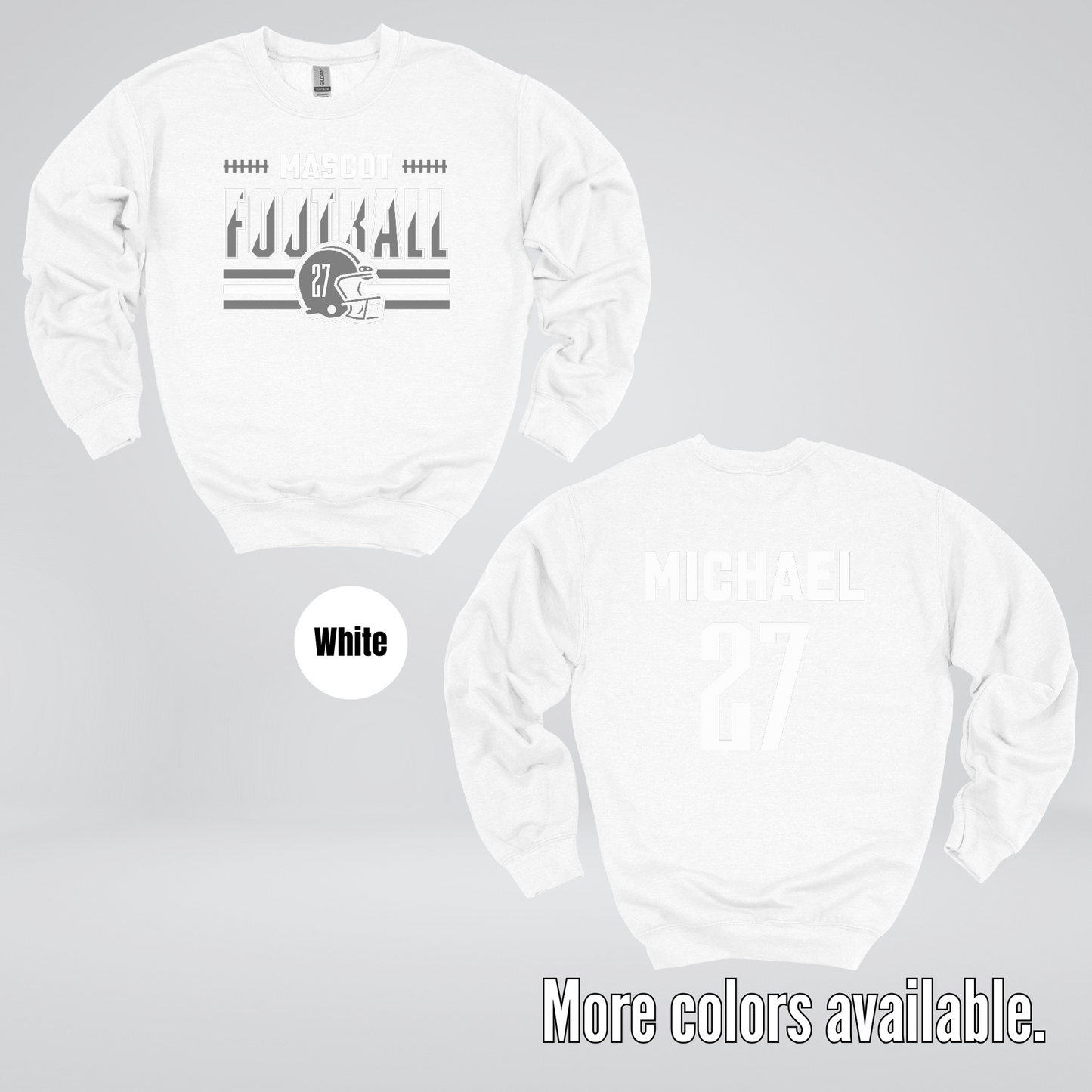 Custom Mascot, Number, & Name – Gray - Football Design 15 Crewneck Sweatshirt