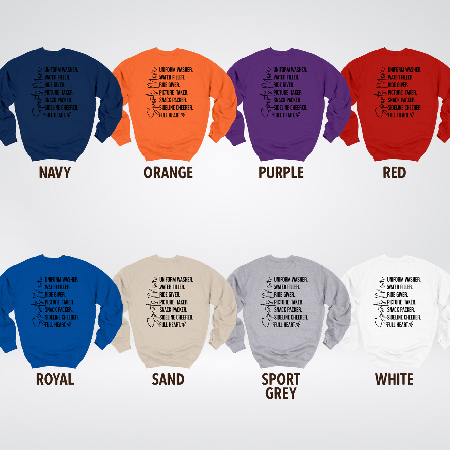Sports Mom Uniform Washer Sideline Cheerer - Black Design - Crewneck Sweatshirt