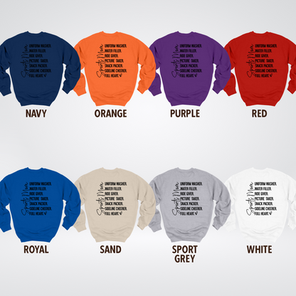 Sports Mom Uniform Washer Sideline Cheerer - Black Design - Crewneck Sweatshirt