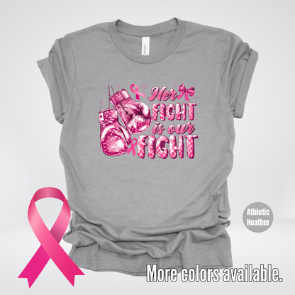 Her Fight Is Our Fight Boxing Coquette Breast Cancer Awareness T-Shirt