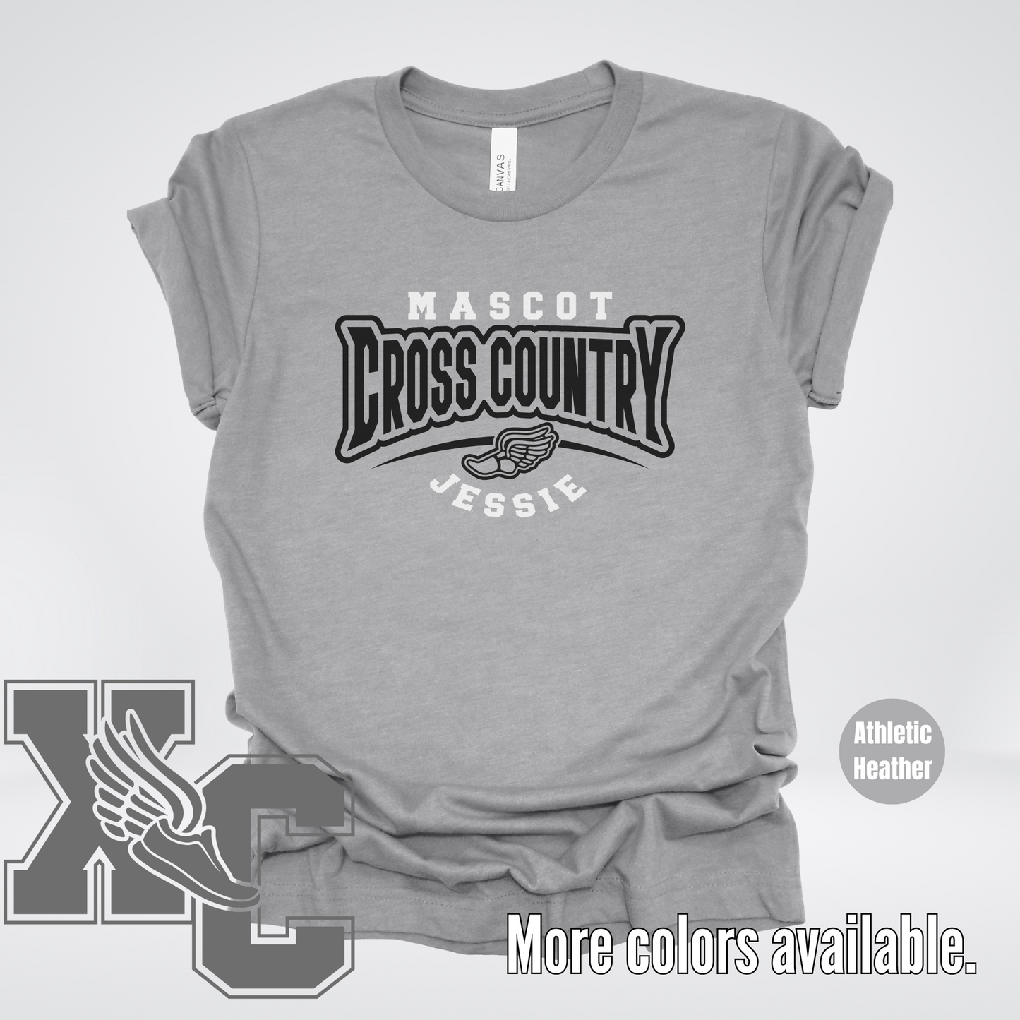 Custom Mascot & Name – Black – Cross Country Design 03 T-Shirt