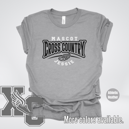 Custom Mascot & Name – Black – Cross Country Design 03 T-Shirt