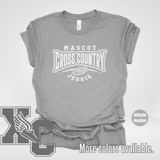 Custom Mascot & Name – White – Cross Country Design 02 T-Shirt