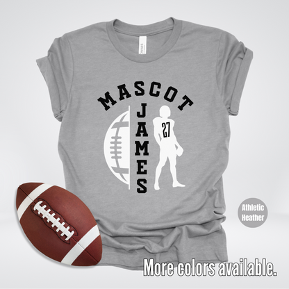 Custom Mascot, Number, & Name - Black - Football Design 29 T-Shirt