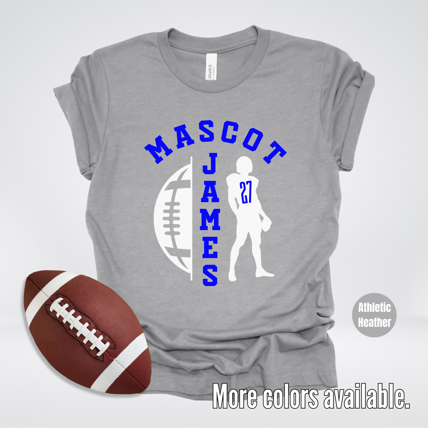 Custom Mascot, Number, & Name - Blue - Football Design 30 T-Shirt