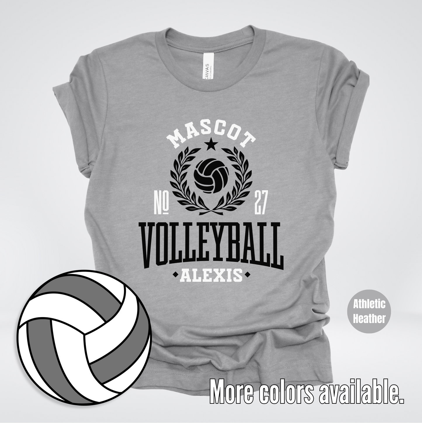 Custom Mascot, Number, & Name – Black - Volleyball Design 40 T-Shirt