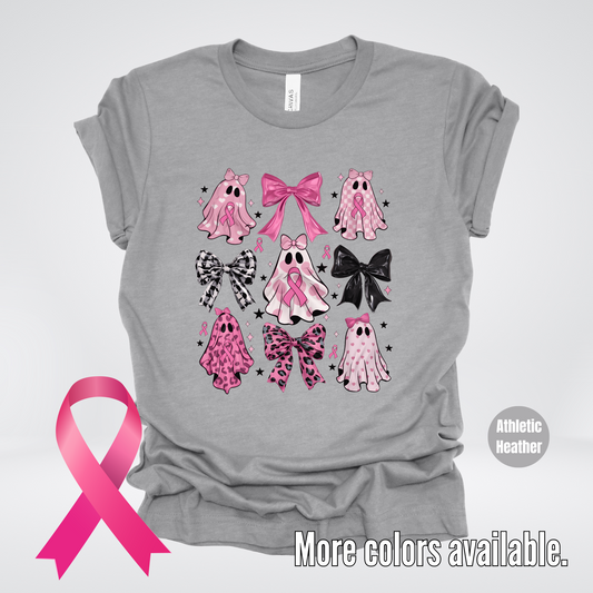 Ghost & Bows Coquette Breast Cancer Awareness T-Shirt