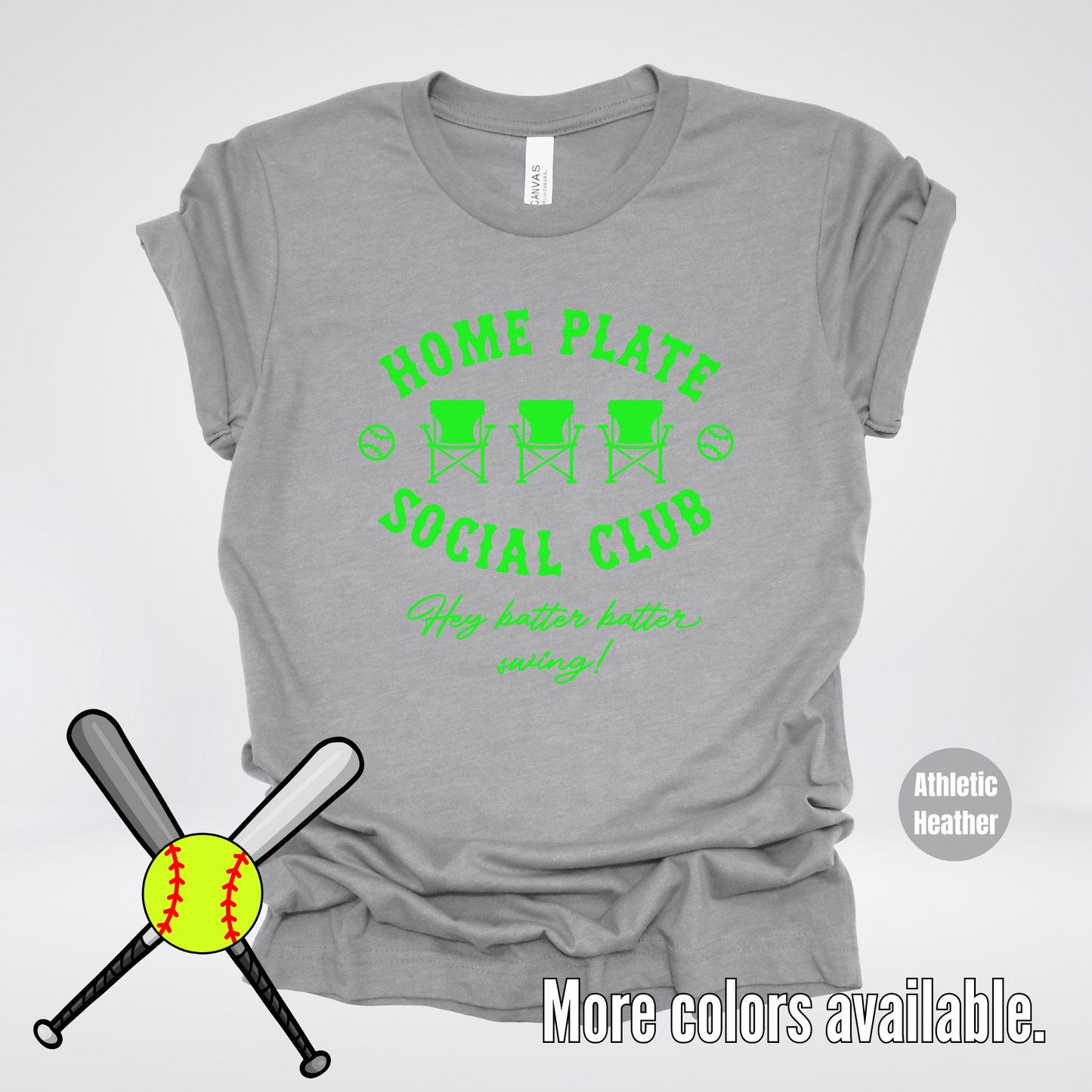 Home Plate Social Club – Green Design - Softball Baseball T-Shirt