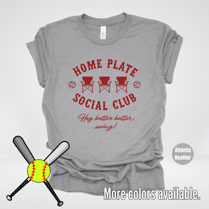 Home Plate Social Club – Maroon Design - Softball Baseball T-Shirt