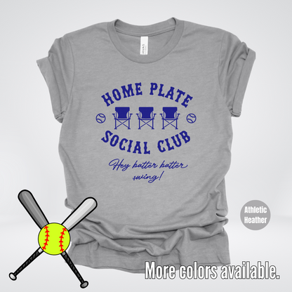 Home Plate Social Club – Navy Design - Softball Baseball T-Shirt