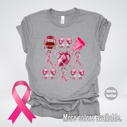 Pink Out Football Coquette Breast Cancer Awareness T-Shirt