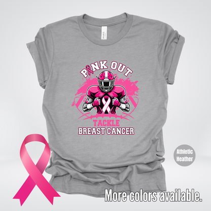 Pink Out Football Tackle Breast Cancer Awareness T-Shirt