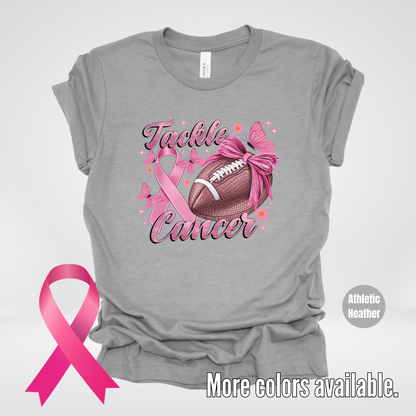 Tackle Cancer Coquette Football Breast Cancer Awareness T-Shirt