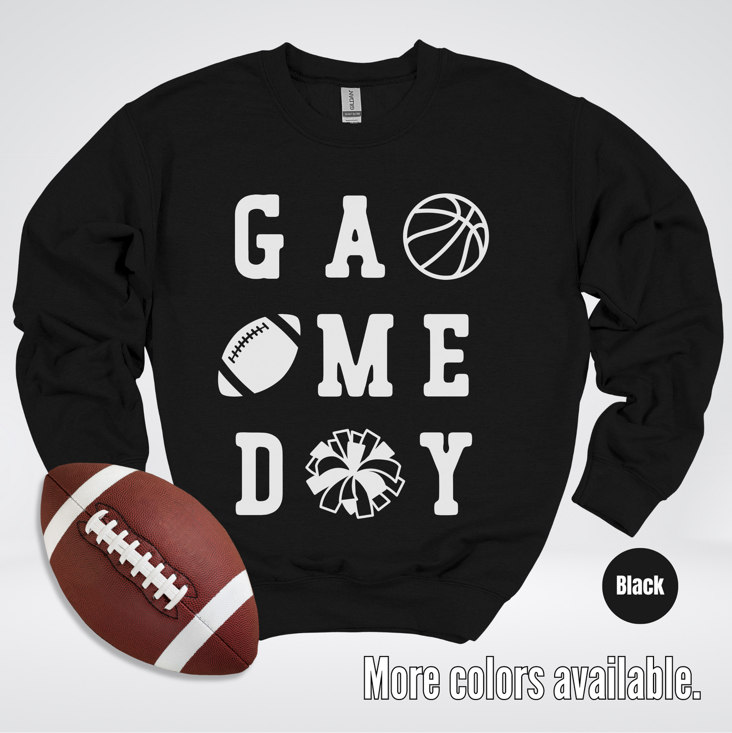 Game Day – White Design - Basketball Football Cheer Crewneck Sweatshirt