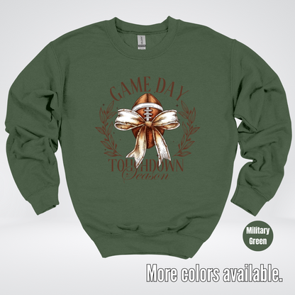 Game Day Touchdown Season Football Coquette Crewneck Sweatshirt