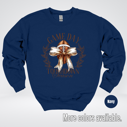 Game Day Touchdown Season Football Coquette Crewneck Sweatshirt