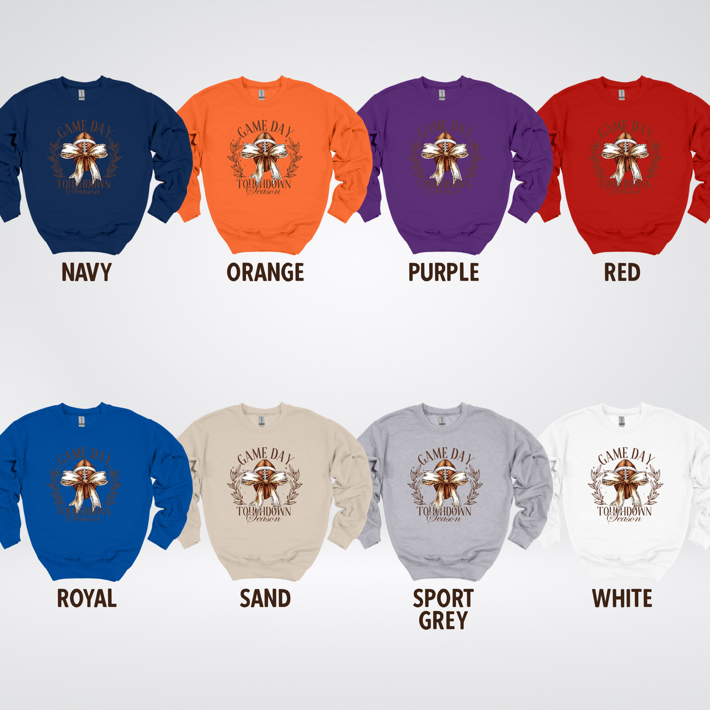 Game Day Touchdown Season Football Coquette Crewneck Sweatshirt