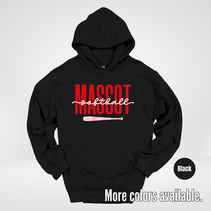 Custom Mascot – Red - Softball Design 28 Hoodie