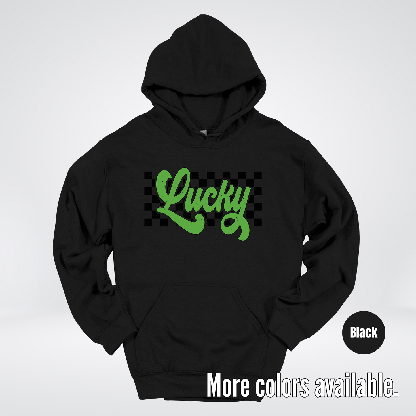 Lucky Cursive Checkered Retro – Saint Patrick’s Day Hoodie
