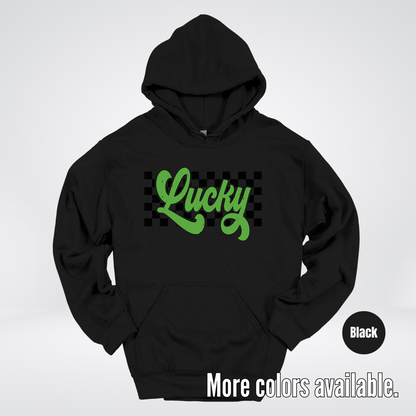 Lucky Cursive Checkered Retro – Saint Patrick’s Day Hoodie