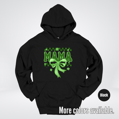 Mama Coquette Green Bow Checkered Retro Four Leaf Clovers Hoodie