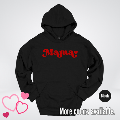 Mama Retro Valentine's Day Red Design Hoodie