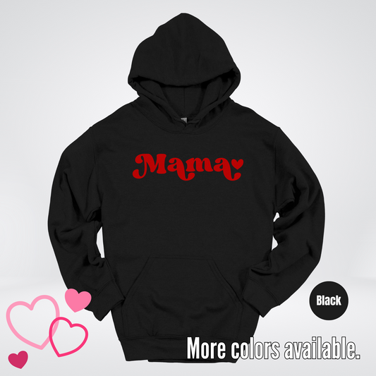 Mama Retro Valentine's Day Red Design Hoodie
