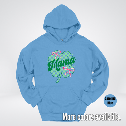 Coquette Mini Pink Bows Checkered Retro Four Leaf Clover Saint Patrick's Day Hoodie