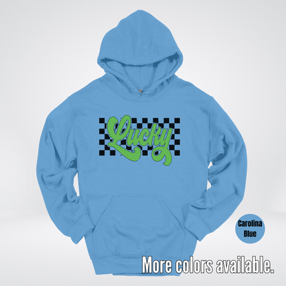 Lucky Cursive Checkered Retro – Saint Patrick’s Day Hoodie