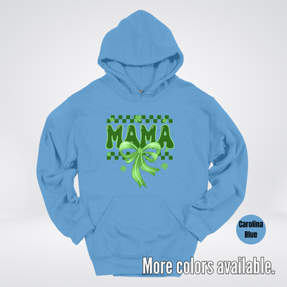 Mama Coquette Green Bow Checkered Retro Four Leaf Clovers Hoodie