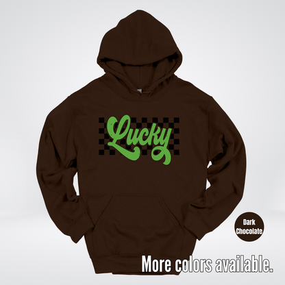 Lucky Cursive Checkered Retro – Saint Patrick’s Day Hoodie