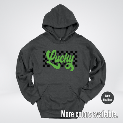 Lucky Cursive Checkered Retro – Saint Patrick’s Day Hoodie