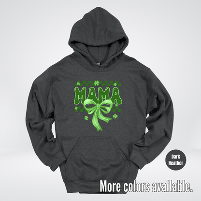 Mama Coquette Green Bow Checkered Retro Four Leaf Clovers Hoodie