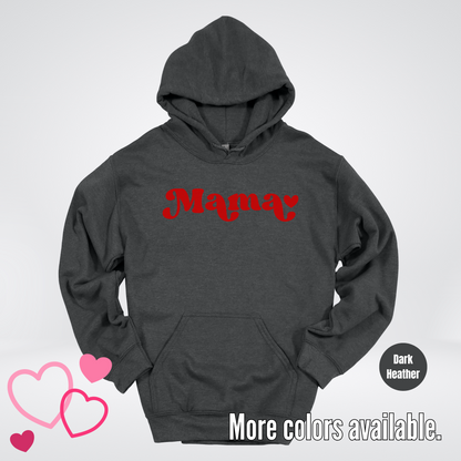 Mama Retro Valentine's Day Red Design Hoodie