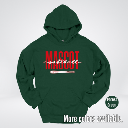 Custom Mascot – Red - Softball Design 28 Hoodie