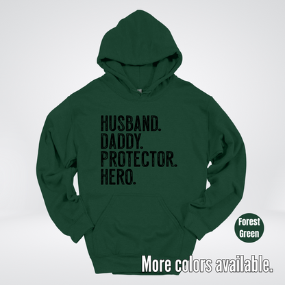 Husband Daddy Protector Hero - Black Design – Father’s Day Hoodie