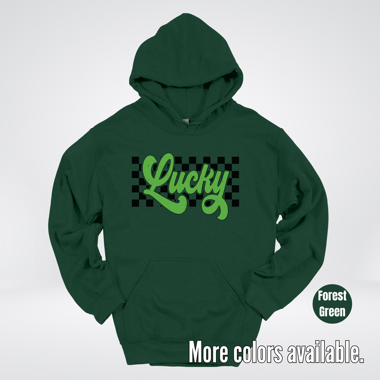 Lucky Cursive Checkered Retro – Saint Patrick’s Day Hoodie