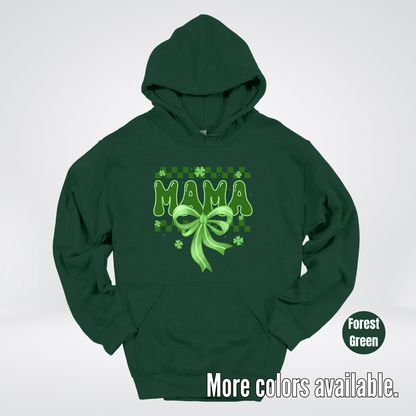 Mama Coquette Green Bow Checkered Retro Four Leaf Clovers Hoodie