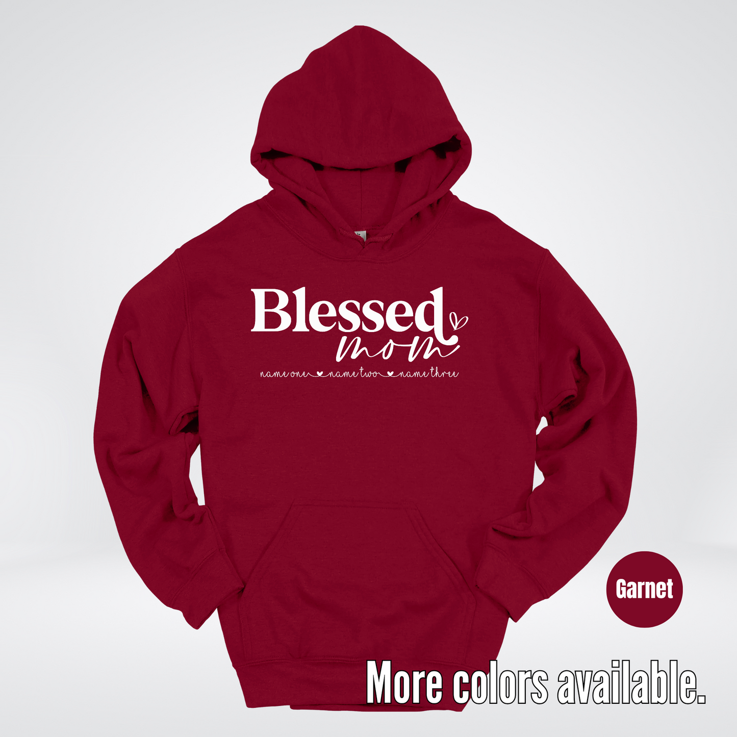 Custom Names Blessed Mom - White Design - Hoodie