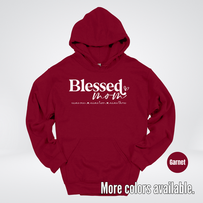 Custom Names Blessed Mom - White Design - Hoodie