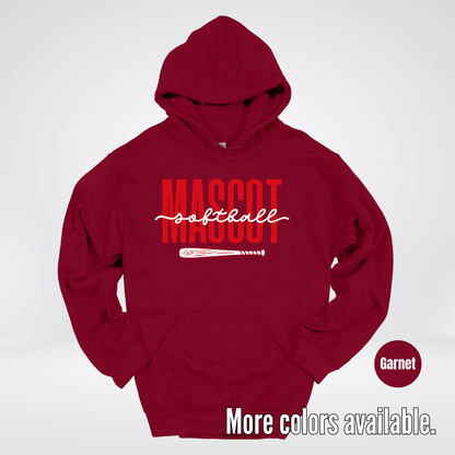 Custom Mascot – Red - Softball Design 28 Hoodie
