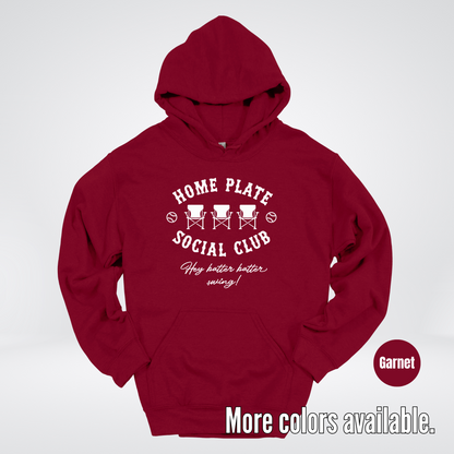 Home Plate Social Club – White Design - Baseball Softball Hoodie