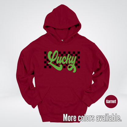 Lucky Cursive Checkered Retro – Saint Patrick’s Day Hoodie