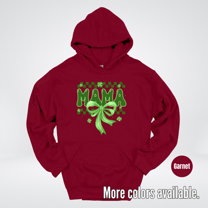 Mama Coquette Green Bow Checkered Retro Four Leaf Clovers Hoodie