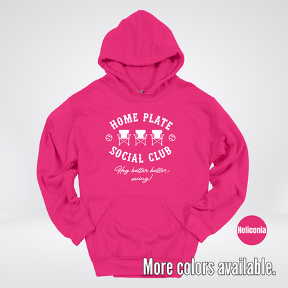 Home Plate Social Club – White Design - Baseball Softball Hoodie
