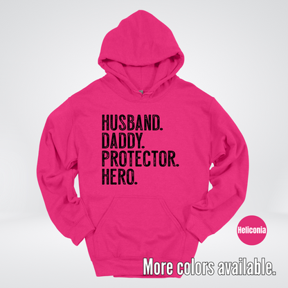 Husband Daddy Protector Hero - Black Design – Father’s Day Hoodie
