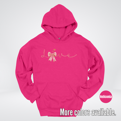 Love Pink Watercolor Coquette Bow Hoodie