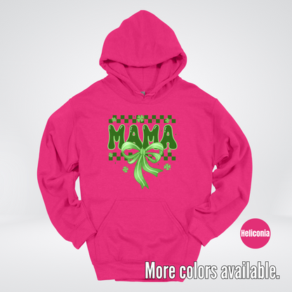 Mama Coquette Green Bow Checkered Retro Four Leaf Clovers Hoodie