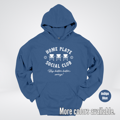 Home Plate Social Club – White Design - Baseball Softball Hoodie